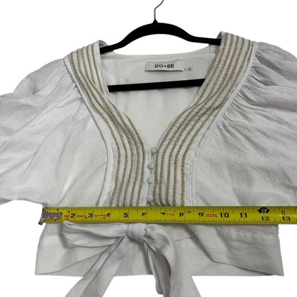 DO+BE I Kambria White Embroidered Tie-Front Top Small - Picture 6 of 10